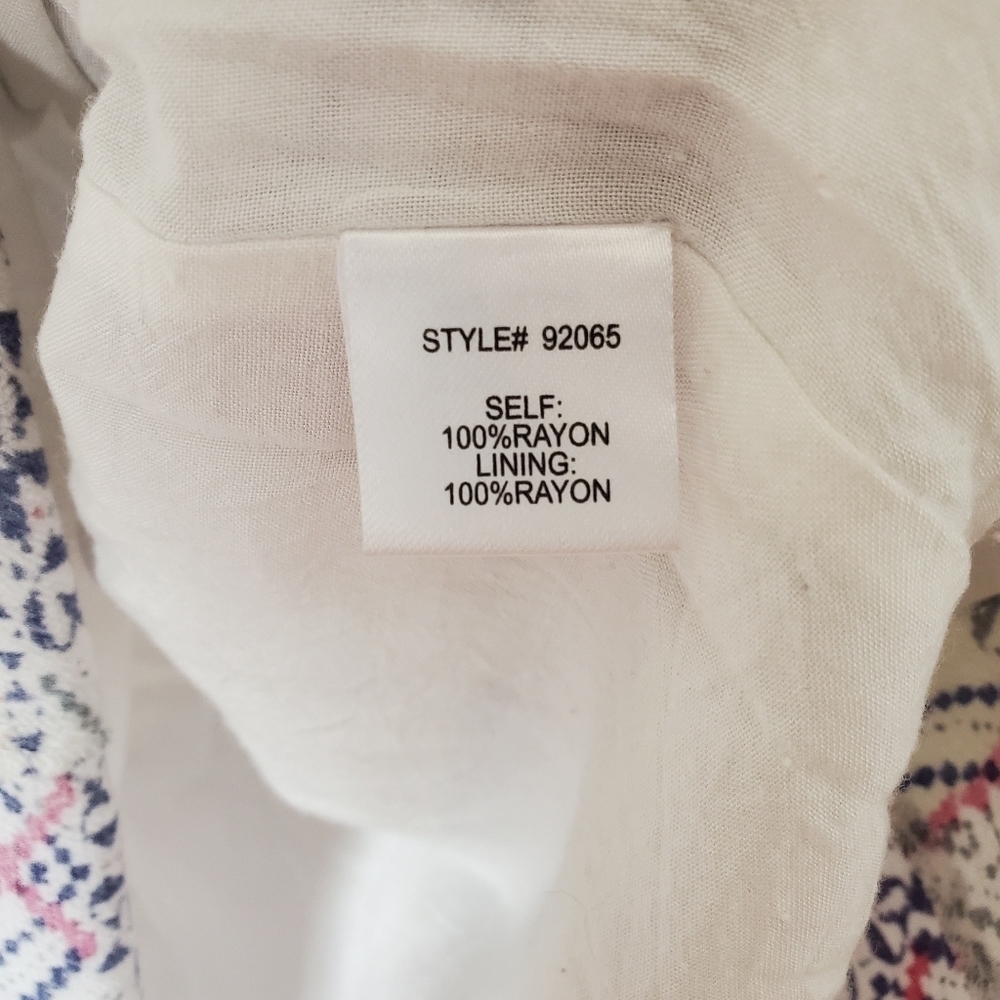 Anthropologie Cream Boho Printed Shift Dress with Pink & Blue Accents - Picture 11 of 13